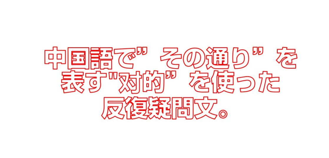 中国語でその通りを表す对的”を使った反復疑問文。