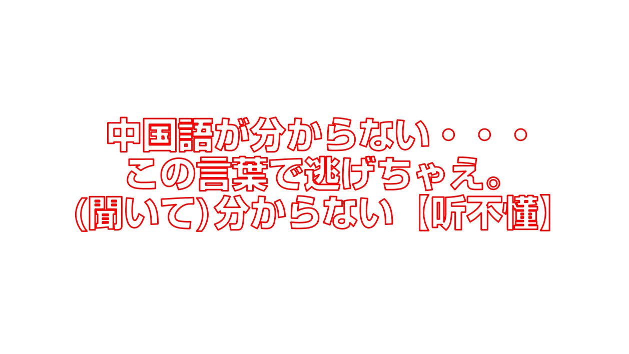 中国語が分からない この言葉で逃げちゃえ 聞いて 分からない 听不懂 今すぐ中国語