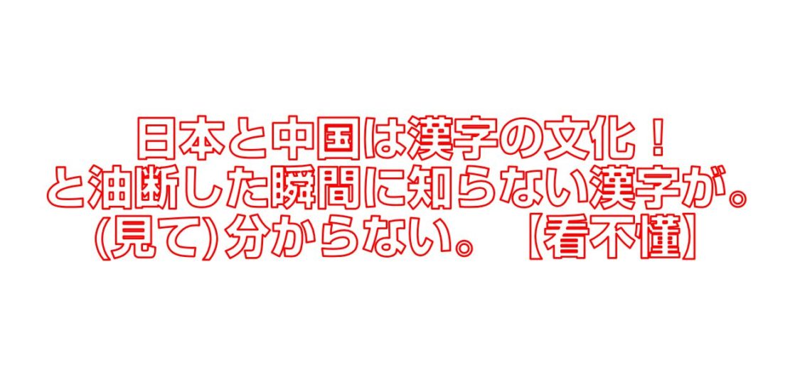 日本と中国は漢字の文化 と油断した瞬間に知らない漢字が 見て 分からない看不懂 今すぐ中国語
