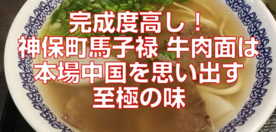 完成度高し！神保町馬子禄牛肉面は本場中国を思い出す至極の味