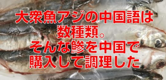 大衆魚アジの中国語は数種類。そんな鯵を中国で購入して調理