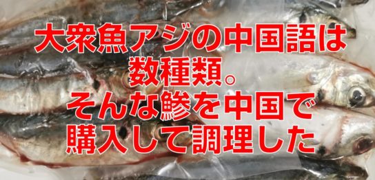 大衆魚アジの中国語は数種類。そんな鯵を中国で購入して調理